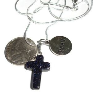 Goldstone Cross Pray Necklace Religious